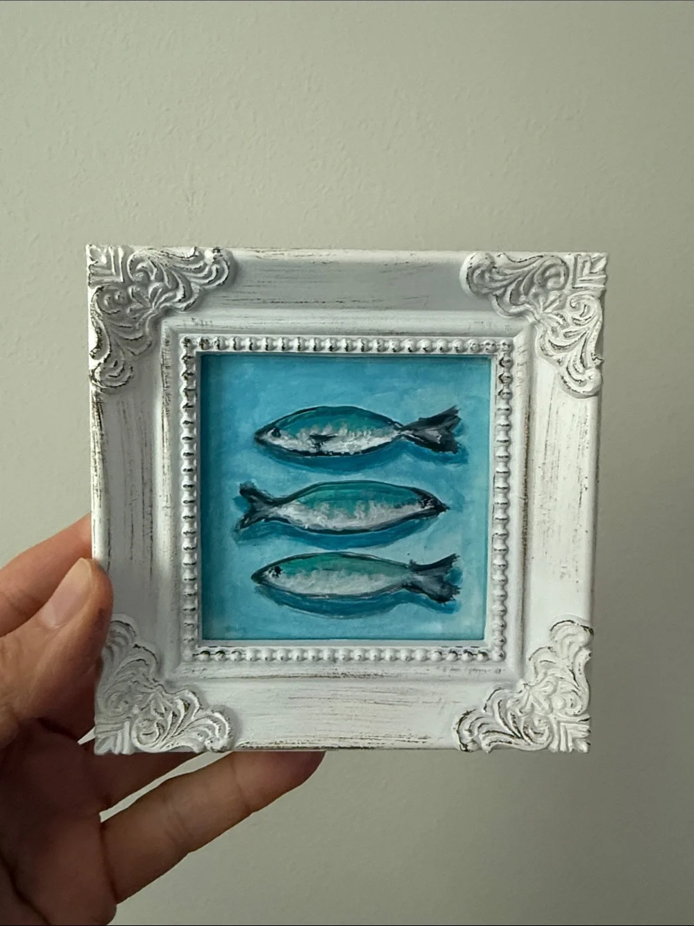 Father’s Day Gift, Hand-Painted Fish Wall Art - Blue